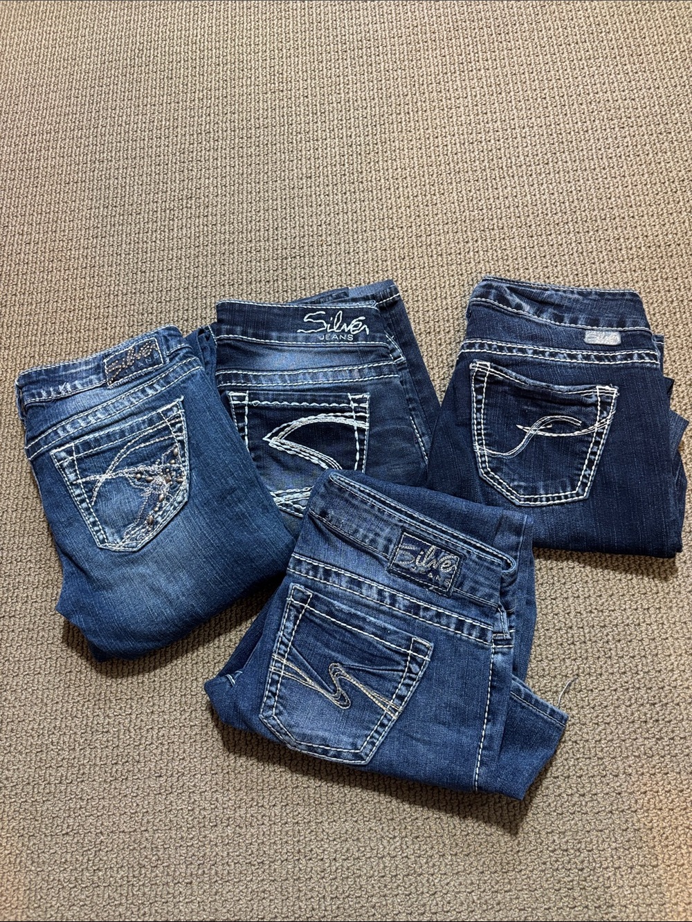 Silver Jeans Women Blue Straight Leg Skinny Set of Four Size 26 Back To School